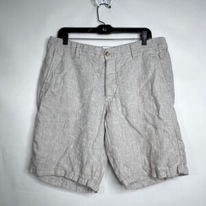 H&M Beige Linen Shorts Mens 36 Reg Button Fly Casual Summer Beach Lightweight